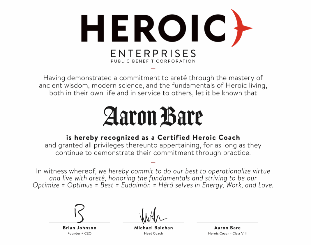 Aaron Bare earns Certified Heroic Coach